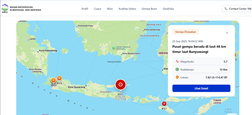 Gempa 5,7 Magnitudo Guncang Banyuwangi, Puluhan Rumah Rusak